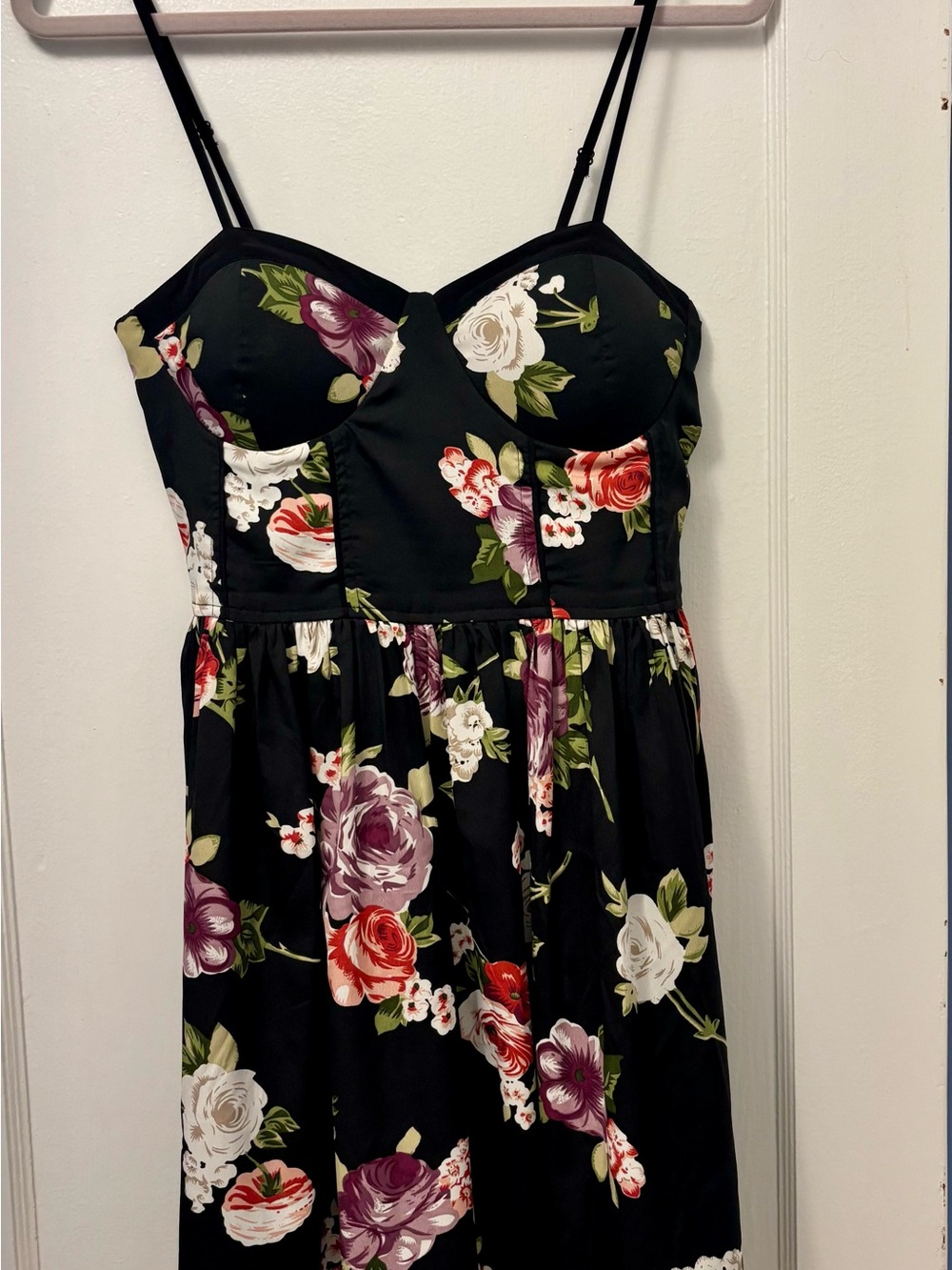 Band of Gypsies Black Floral Strapless Bustier Dress